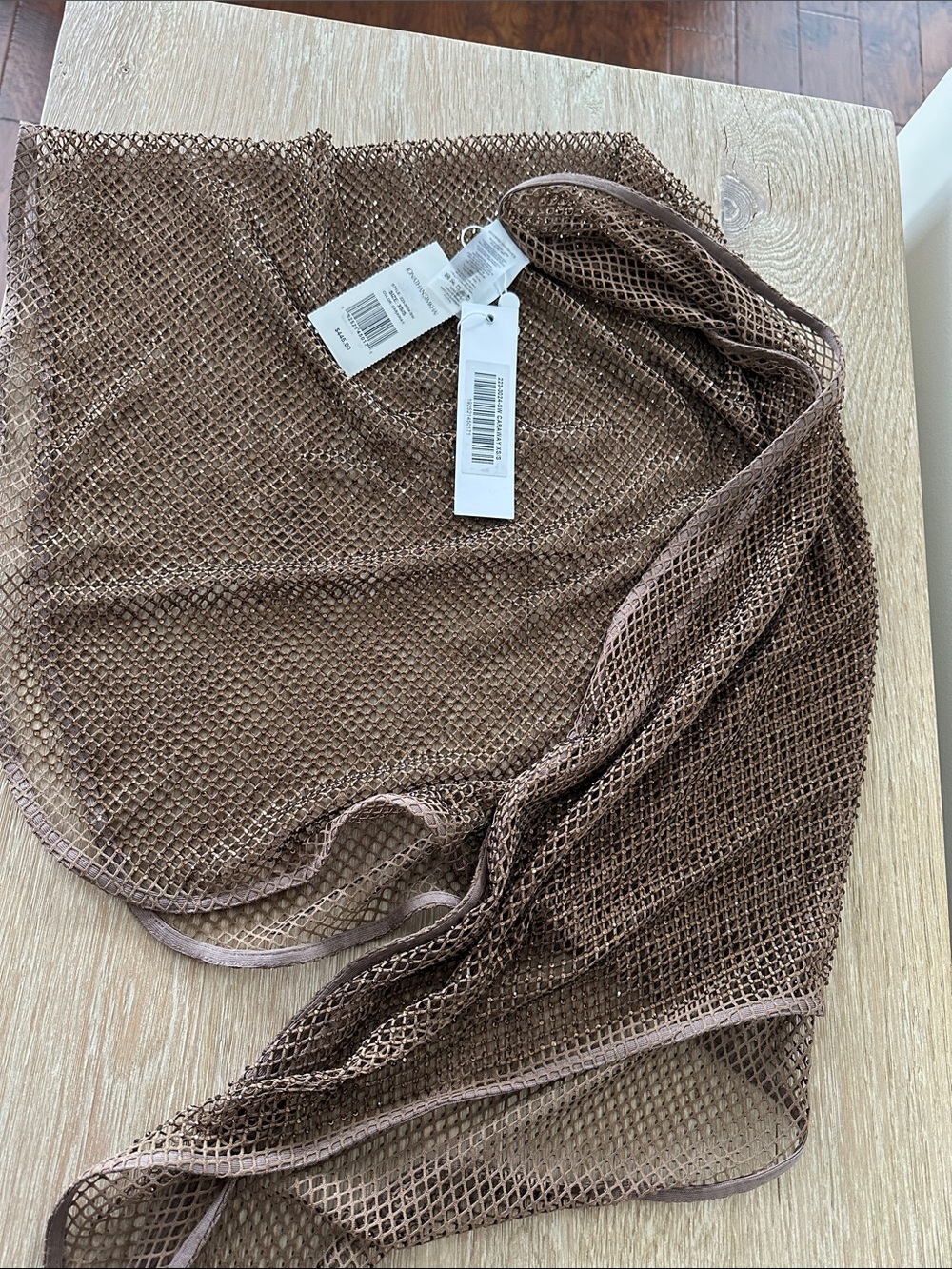 Jonathan Simkhai Brown Mesh beaded Swim Sarong